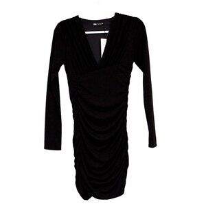 NWT Zara Bodycon Pencil Dress Size XS Black Cocktail Party Club Stretch Ruched